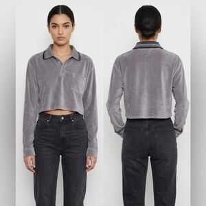 long-sleeve, cropped henley-style top Gently used Size S